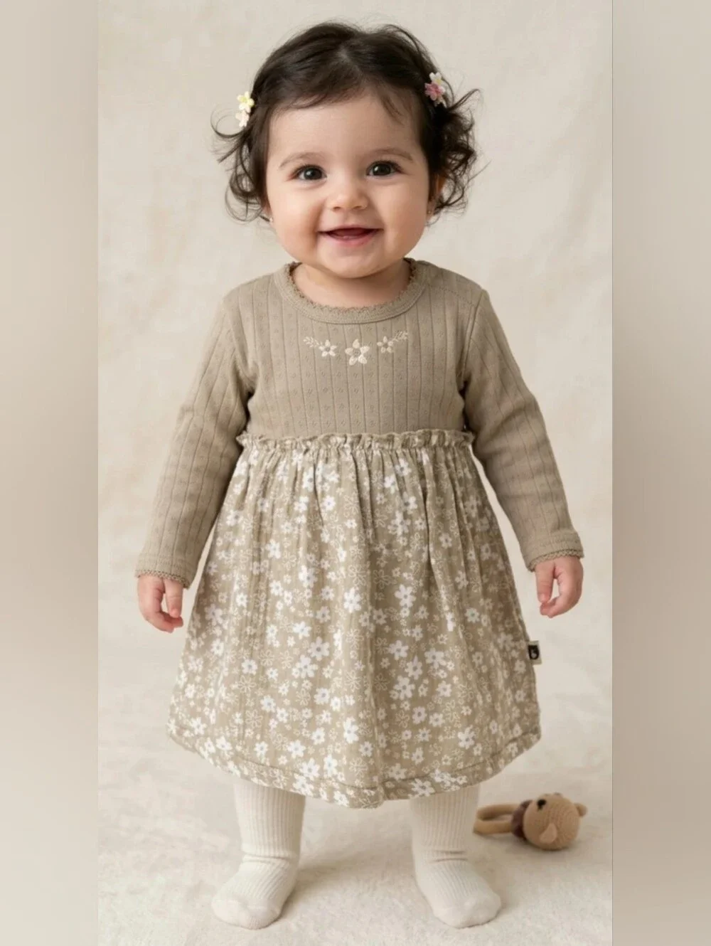 NWT...Rabbit + Bear Organic Cotton Blend Dress W/ Knee High Socks Size0-3 Months